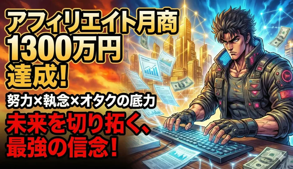 アフィリエイト月商1300万円達成！報われた努力と驚異の執念とオタクの底力