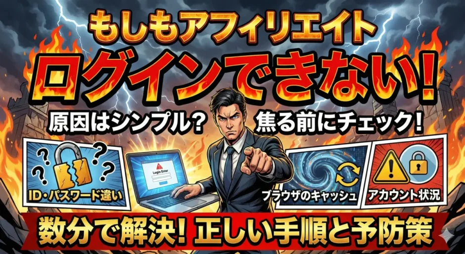 1分で解決！もしもアフィリエイトにログインできない3つの原因