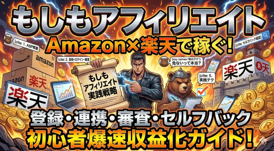 もしもアフィリエイトで稼ぐ方法とamazon楽天審査徹底解説