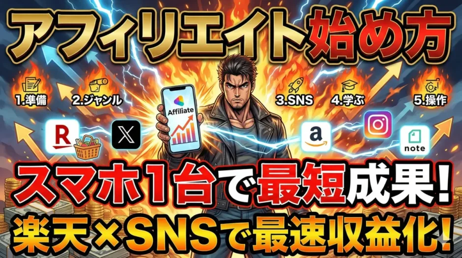 アフィリエイト始め方5ステップ！スマホ×楽天で初心者が即稼ぐ方法