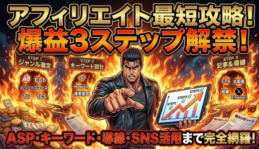 アフィリエイトで稼ぐ！初心者が今すぐできる3つの実践ステップ