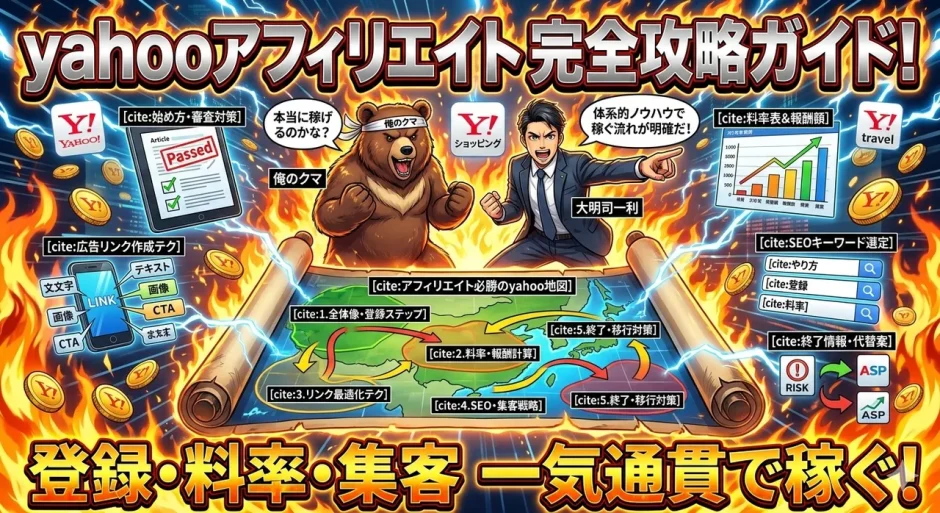 yahooアフィリエイト登録やり方と料率で稼ぐ術完全攻略徹底解説