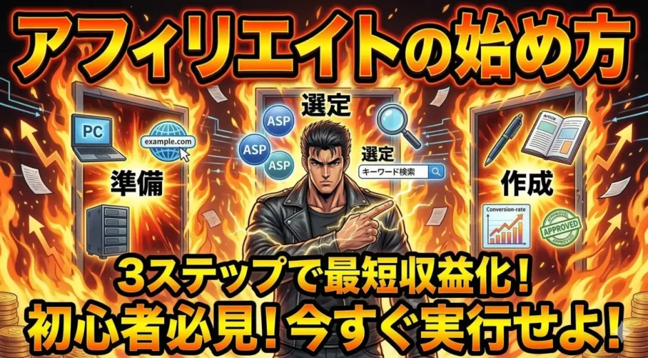 アフィリエイト始め方を3ステップで初心者が今すぐ超簡単に稼ぐ方法