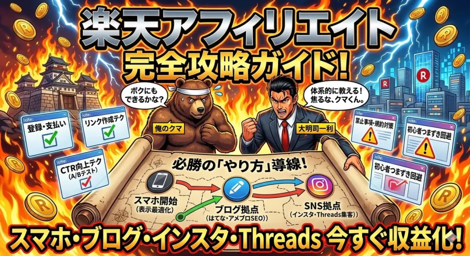 楽天アフィリエイトやり方スマホ・ブログで稼ぐ裏技インスタスレッズ