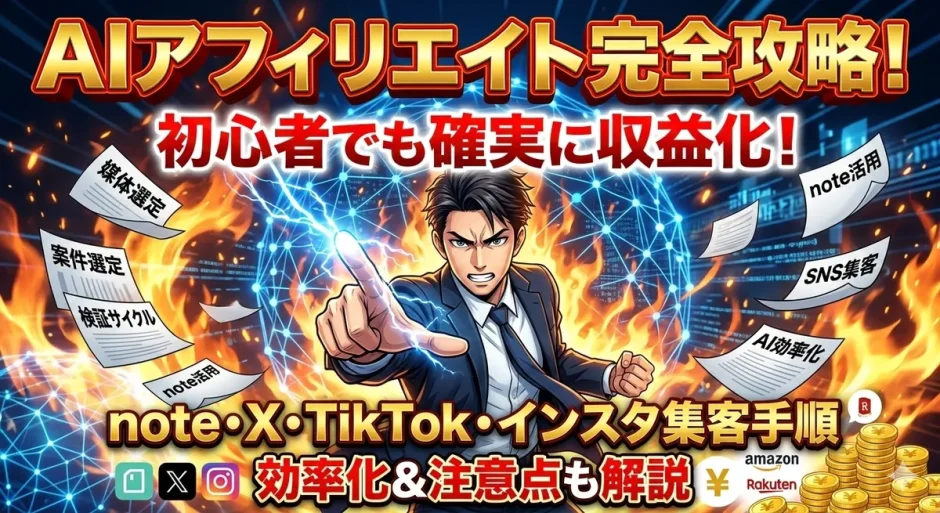 AIアフィリエイトでnote・X・TikTok集客する3ステップ始め方