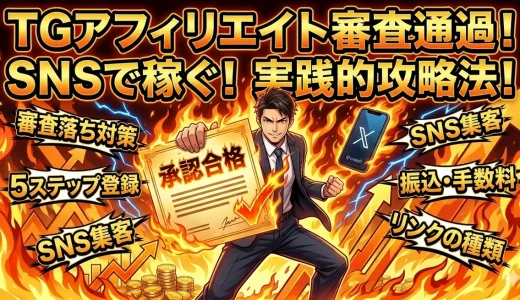 TGアフィリエイト登録を5ステップで完了｜X（Twitter）・楽天で稼ぐ