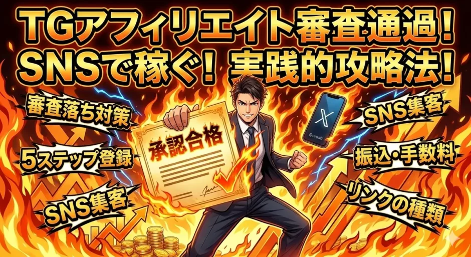 TGアフィリエイト登録5ステップ｜X（Twitter）・楽天対応ASPで稼ぐ