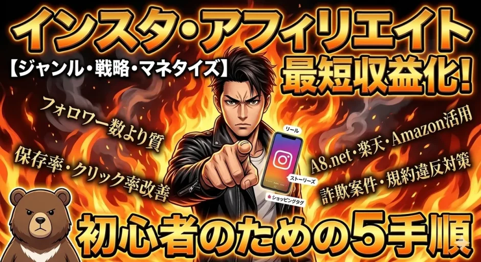 インスタ アフィリエイト初心者が短期間で稼ぐ5手順と投稿戦略必勝法