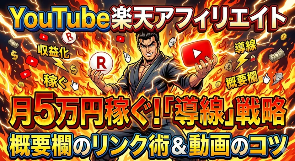 YouTube×楽天アフィリエイトで月5万稼ぐ！概要欄リンク設置3つの秘訣