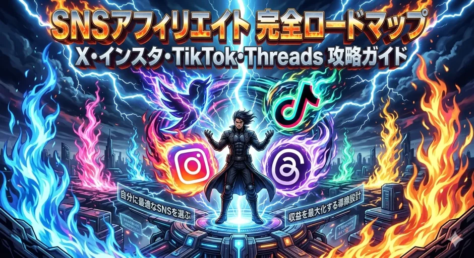 SNSアフィリエイト完全ガイド｜X・Instagram・TikTok・Threadsの違いと攻略法
