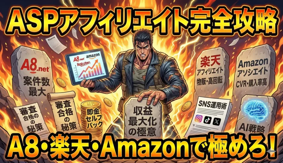 ASPアフィリエイトA8登録と楽天Amazonで3倍稼ぐ始め方