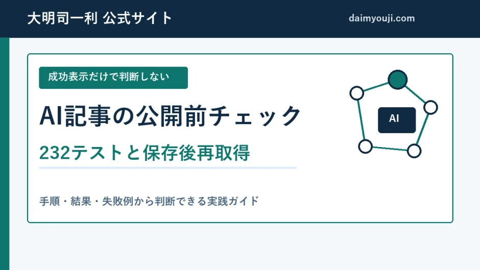 AI記事の公開前チェックリスト 232テストと再取得の実例