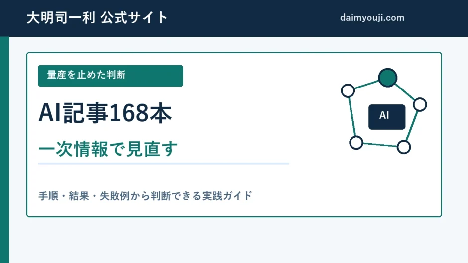 AI記事168本を作り直した理由 一次情報を入れる判断基準