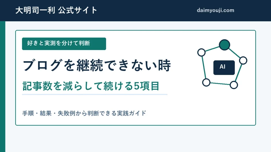 ブログを継続できない時の判断 記事数を減らして続ける5項目