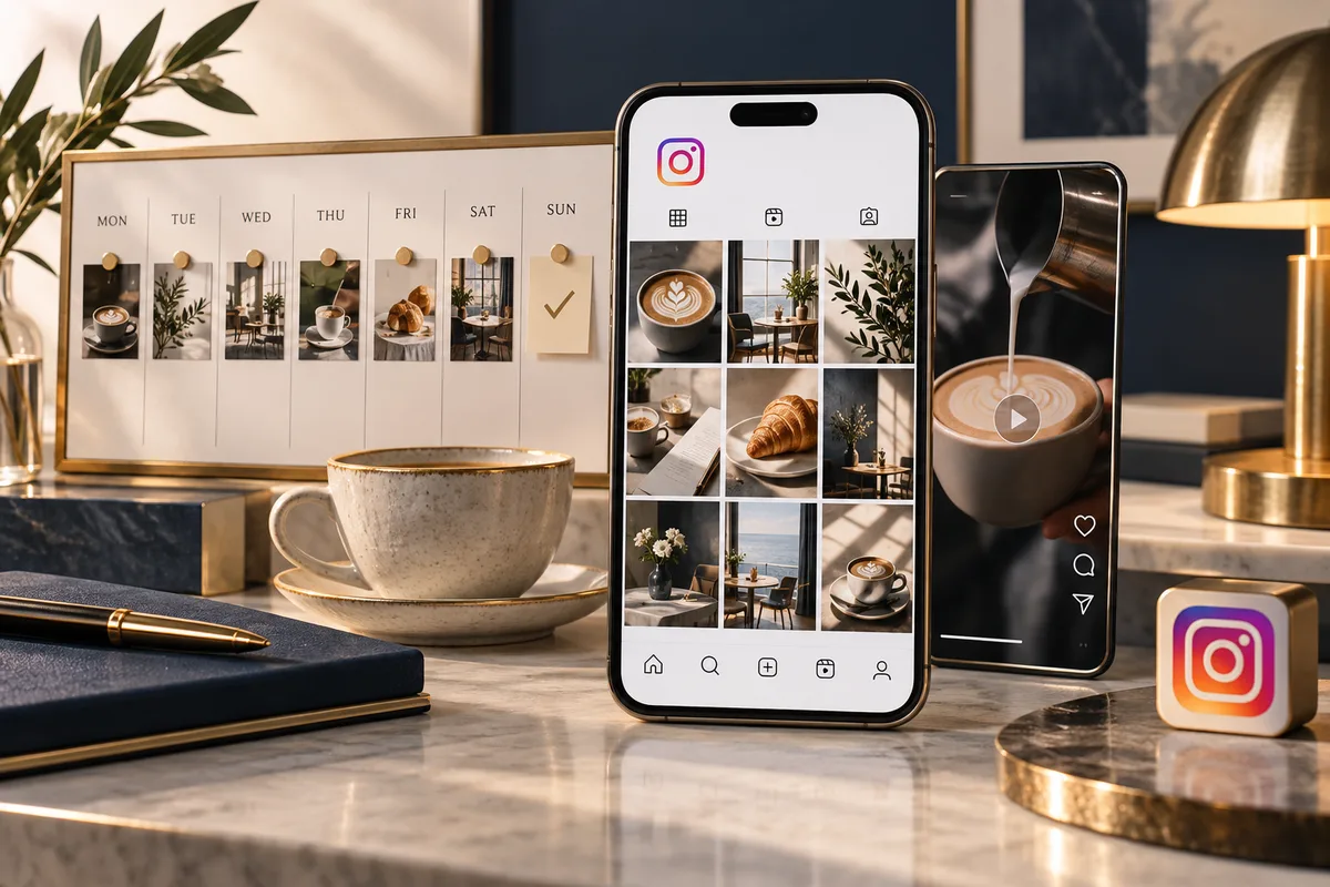 投稿画像とリールの世界観をそろえるInstagram運用のイメージ