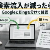 GoogleとBingの検索流入を分けて同じ入口ページで確認する説明用イメージ